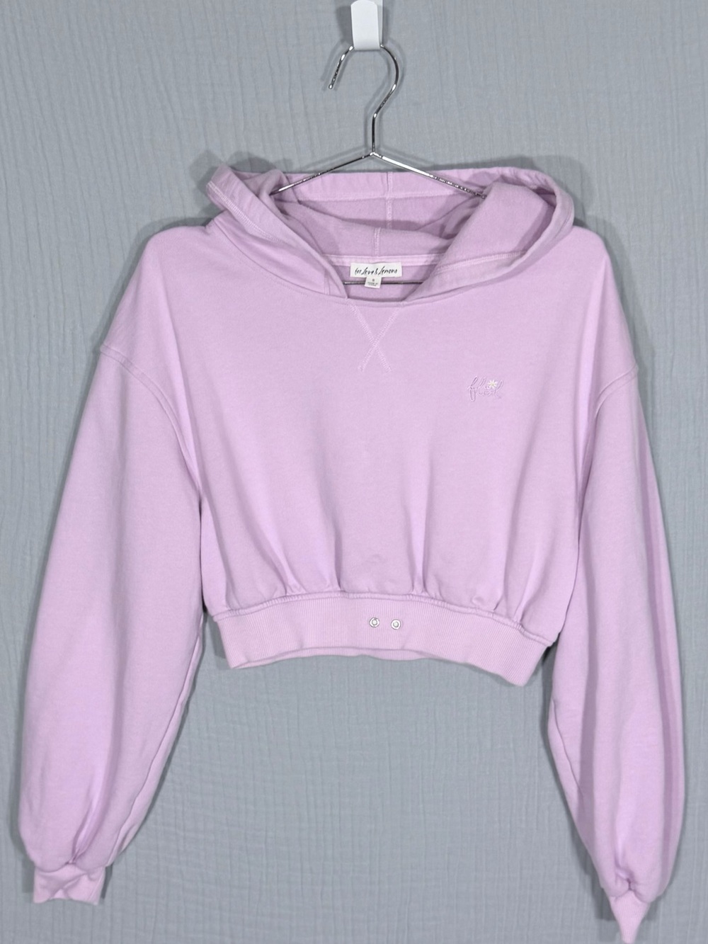 For Love & Lemons Lilac Cropped Hoodie Sweatshirt Size Small